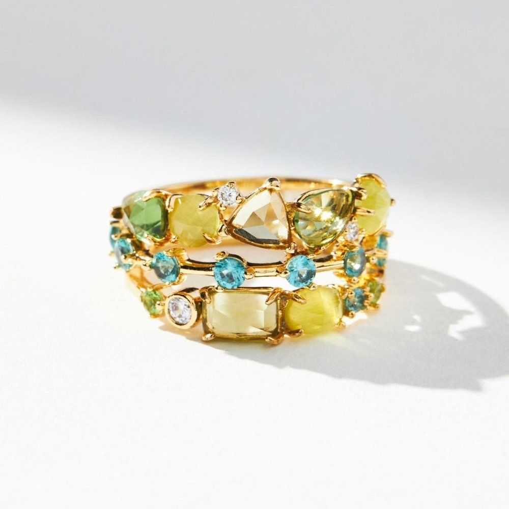 NWT Anthropologie Stacked Birthstone Ring - August - Sz 6